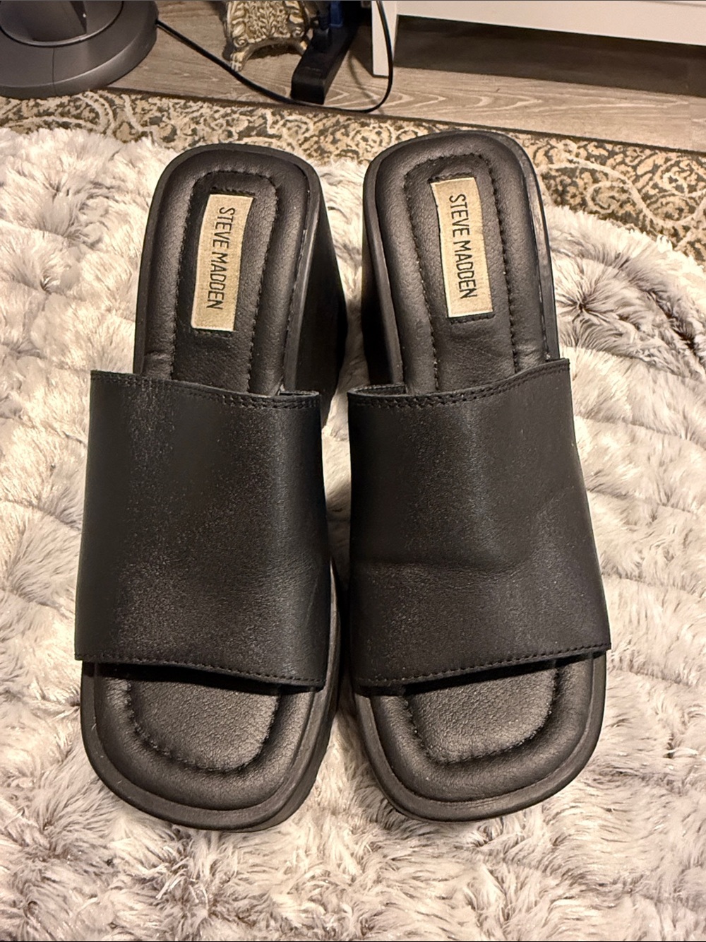 Steve Madden Black Slide Mule Sandals
